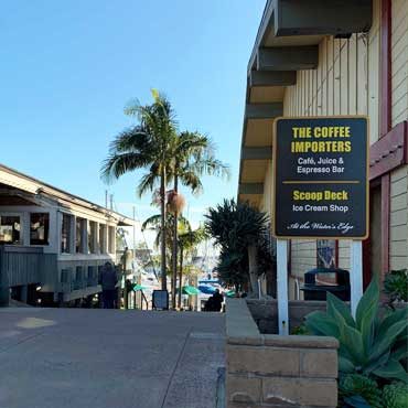 Photo of walkway to The Coffee Importers in the Dana Point Harbor, Dana Point California